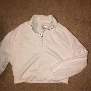 New white cropped quarter zip